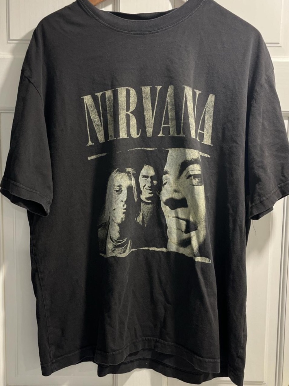 H&M Black Nirvana Graphic Tee - Band Portrait Print